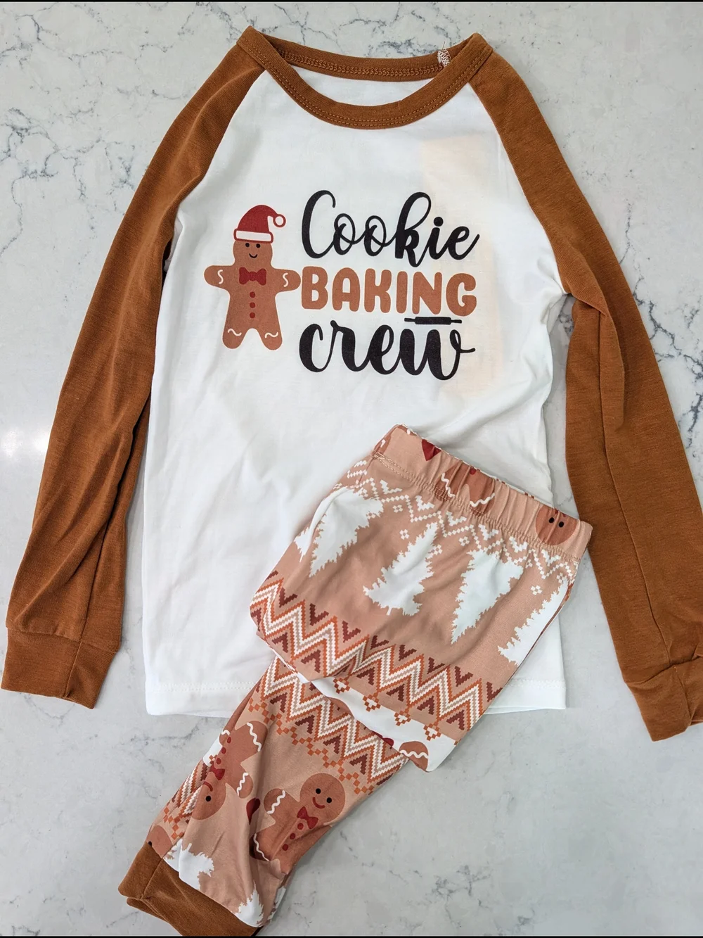 Cookie Baking Crew Kids Pajama Set - Brown & White
